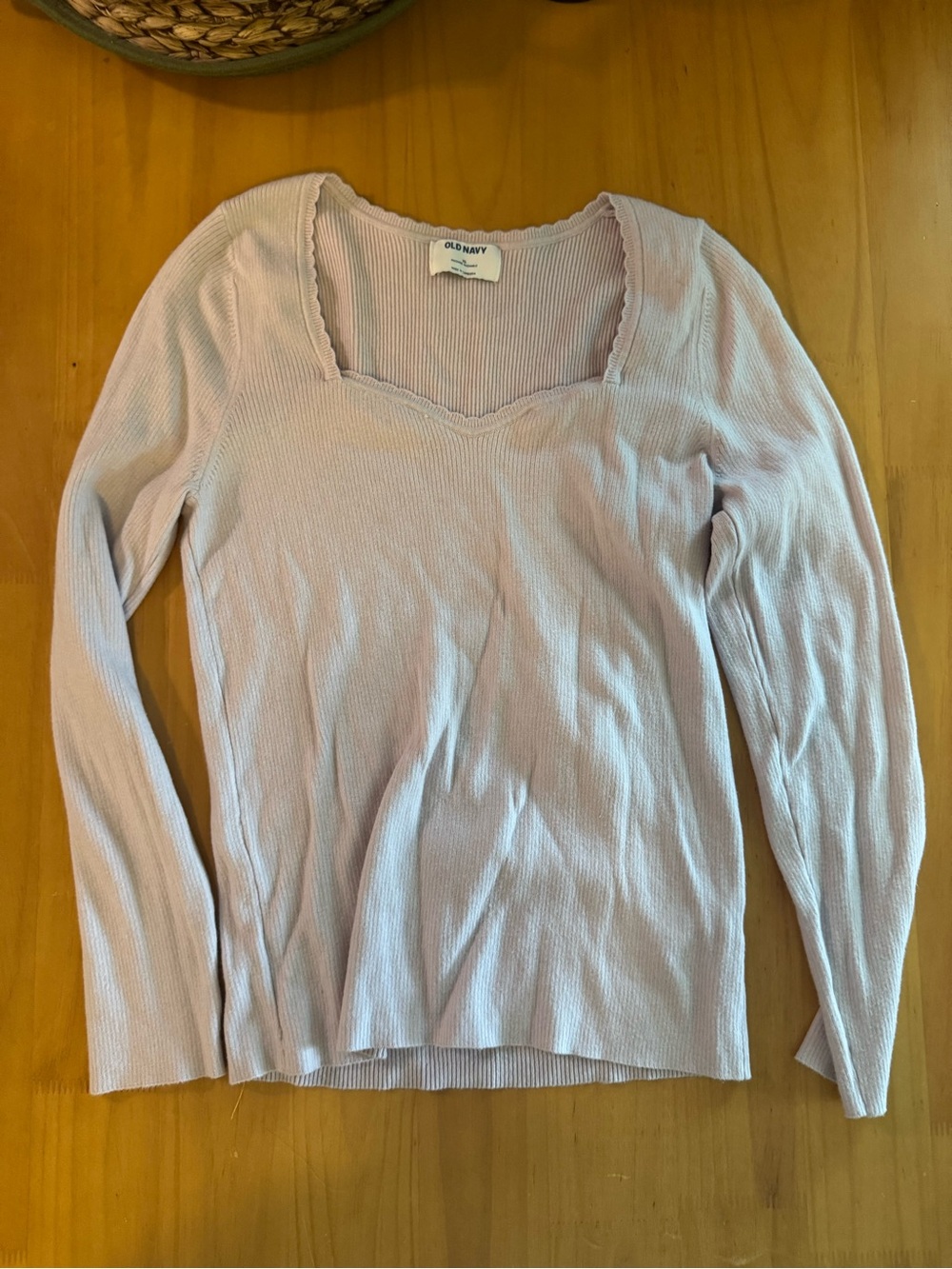 Old Navy Light Purple Ribbed Square Neck Long Sleeve Top